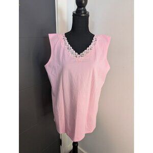 White Stag Light Pink Lace-Trimmed V-Neck Sleeveless Top -  XL‎ (16-18)